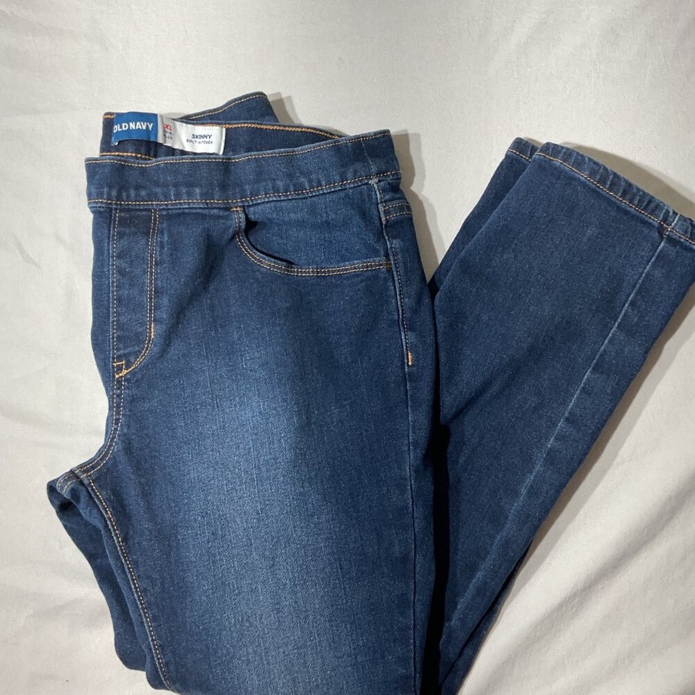 Old Navy Womens Plus Size Built-In Tough Skinny Jeans XL 14-16 Dark Wash Denim